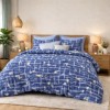 Lenjerie de pat finet cu elastic 6 piese albastru cu stele design modern