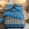 lenjerie de pat cu elastic din finet albastru geometric 6 piese