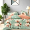 Lenjerie de pat cu elastic din finet flori magnolie 6 piese