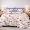 Lenjerie de pat finet cu elastic flori pastel 6 piese design floral delicat dormitor