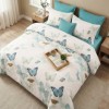 Lenjerie de pat cu elastic din finet fluturi bleu 6 piese