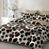 Lenjerie de pat cu elastic din fineti imprimeu leopard 6 piese