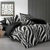 Lenjerie de pat cu elastic din fineti imprimeu zebra 6 piese