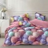 Lenjerie de pat cu elastic din finet pom pom pastel 6 piese