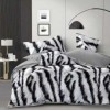Lenjerie de pat cu elastic din finet zebra alb negru 6 piese