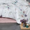 Lenjerie pat 3D bumbac satin de lux cu frunze pastel, Leaf, 6 piese, ambalaj cadou