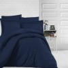 Lenjerie de pat damasc gros cu elastic ptr saltea de 100x200cm - Bleumarin