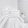 Lenjerie de pat albă damasc gros cu elastic, lux hotelier, pentru saltea 160x200 cm, Ralex Pucioasa