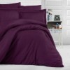 Lenjerie de pat mov din damasc pentru hoteluri, set de 4 piese cu elastic pentru saltea de 180x200 cm