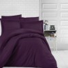 Lenjerie de pat violet damasc din bumbac 100% cu dungă de 1 cm lățime, specială pentru hoteluri, set 4 piese