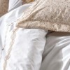 Lenjerie de pat albă cu broderie bej și accente decorative subtile, model Ines Bej, bumbac ranforce, 6 piese