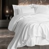 Lenjerie de pat Cotton Box din bumbac mercerizat 100% akfil, 6 piese, alba, cu broderii fine și elegante