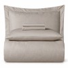Lenjerie de pat Poseidon Wind bej La Romano, jacquard cu motive paisley ton pe ton si fete de perna cu chenare decorative