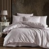 Lenjerie de pat de lux din jacquard satin, Clasy Home, model Arata V1, în nuanțe de bej, elegantă și sofisticată.