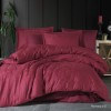 Lenjerie de pat bordo din bumbac satinat Hemera V-2 cu model jacquard, set de 6 piese, decor elegant și sofisticat