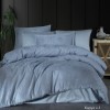 Lenjerie de pat albastru deschis din bumbac satinat Kapya V-1 cu țesătură jacquard, set de 6 piese, decor elegant și sofisticat