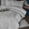 Lenjerie de pat gri deschis din bumbac satinat Kapya V-2 cu țesătură jacquard, set de 6 piese, decor elegant și sofisticat