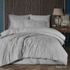 Lenjerie de pat gri deschis din bumbac satinat Kapya V-2 cu țesătură jacquard, set de 6 piese, decor elegant și sofisticat