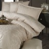 Lenjerie de pat bej din bumbac satinat Payava V-2 cu țesătură jacquard, set de 6 piese, decor elegant și sofisticat