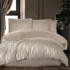 Lenjerie de pat bej din bumbac satinat Payava V-2 cu țesătură jacquard, set de 6 piese, decor elegant și sofisticat
