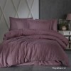 Lenjerie de pat mov din bumbac satinat Royalisa V-2 cu țesătură jacquard, set de 6 piese, decor elegant și sofisticat