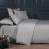 Lenjerie de pat Myron Ash din bumbac egiptean Silk Satin 400 TC, gri perlat, cu detalii metalizate