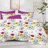 Lenjerie de pat din finet 6 piese flori multicolore pe alb