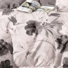 Lenjerie de pat dublu din finet cu elastic, 6 piese, crini gri HF6P320