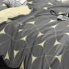 Lenjerie de pat dublu din finet cu elastic, 6 piese, model geometric in nuante de galben si gri, HF6P327