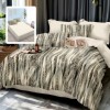 Lenjerie finet cu elastic 6 piese Animal Print bej/gri, cearceaf pilota 200x220 cm