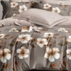 Lenjerie finet cu elastic 6 piese flori Crem/maro cearceaf pilota 200x220 cm