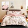 Lenjerie finet cu elastic 6 piese Flori de primavarape fundal roz pastel, cearceaf pilota 200x220 cm