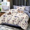 Lenjerie finet cu elastic 6 piese Flori lila, crem, mov, cearceaf pilota 200x220 cm
