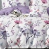 Lenjerie finet cu elastic 6 piese Flori Lila/Roz pe fundal alb, cearceaf pilota 200x220 cm