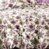 Lenjerie finet cu elastic 6 piese cu flori mov si crem, cearceaf pilota 200x220 cm