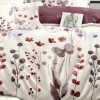 Lenjerie finet cu elastic 6 piese Fluturi si flori bordo pe fundal crem, cearceaf pilota 200x220 cm