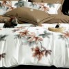 Lenjerie finet cu elastic 6 piese Frunze maro/gri, cearceaf pilota 200x220 cm