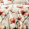 Lenjerie finet cu elastic 6 piese cu flori de magnolie pe fundal crem,cearceaf pilota 200x220 cm