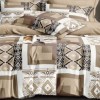 Lenjerie finet cu elastic 6 piese cu model geometric alb/bej, cearceaf pilota 200x220 cm