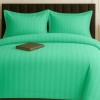 Lenjerie de pat verde din damasc policoton 4 piese cu dungi fine