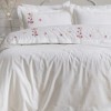 Lenjerie de pat dublu Amber crem din bumbac natural cu broderii florale, 6 piese, Saheser Home