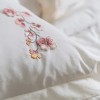 Lenjerie de pat dublu Amber crem din bumbac natural cu broderii florale, 6 piese, Saheser Home