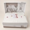Lenjerie de pat dublu Amber crem din bumbac natural cu broderii florale, 6 piese, Saheser Home