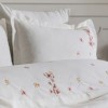 Lenjerie de pat dublu Amber crem din bumbac natural cu broderii florale, 6 piese, Saheser Home