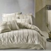 Lenjerie pat bumbac 100% Nazenin Home cu dungi maro pe fond crem Natural Brown 6 piese