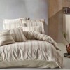 Lenjerie de pat model dungi roșii și bej pe fundal crem, pat dublu, din bumbac 100% natural, Nazenin Home Natural Red