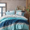 Lenjerie de pat dublu, bumbac 100% ranforce Bahar Home, Thickline Blue (Albastru)