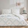 Set lenjerie de pat dublu Elyon TAC din bumbac 100 % ranforce, imprimeu lăcrămioare bleu și fluturi pastel