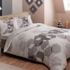 Lenjerie de pat dublu bumbac 100% ranforce Tac Arrow, design geometric modern, gri și alb, elastic saltea 160x200 cm