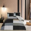 Lenjerie de pat TAC Nexie antracit din bumbac 100% ranforce cu cearșaf cu elastic și imprimeu geometric modern